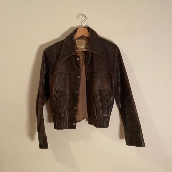 Genuine Leather Vintage 1950s Motorcycle Jacket FREE SHIPPING - Picture 1 of 8